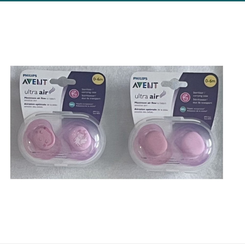 Philips Avent Ultra Soft/Ultra Air Pacifier 0-6 month Baby Angel/Pink Peach Sets